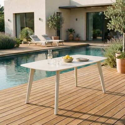 IDIMEX Gartentisch Meza mit Steinplatte 180x90 cm, Cremeweiß – robuster Terrassentisch aus Sinterstein und Aluminium für Garten Balkon und Terrasse, wetterfest und pflegeleicht IDIMEX Gartentisch Meza mit Steinplatte 180x90 cm, Cremeweiß – robuster Terrassentisch aus Sinterstein und Aluminium für Garten Balkon und Terrasse, wetterfest und pflegeleicht