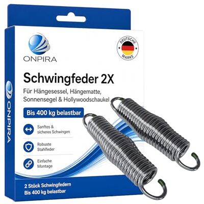 ONPIRA ® Schwingfeder 2X für Hängesessel,Sonnensegel, Hängematte, Hängesessel und bis 400kg belastbar Hängesessel Feder, Hollywoodschaukel, Federn zum sanften & sicheren Schwingen ONPIRA ® Schwingfeder 2X für Hängesessel,Sonnensegel, Hängematte, Hängesessel und bis 400kg belastbar Hängesessel Feder, Hollywoodschaukel, Federn zum sanften & sicheren Schwingen
