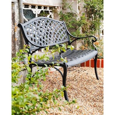 Lazy Susan Jasmine Metall-Gartenbank 2-Sitzer Wetterfeste Gartenbank Gussaluminium Rostfrei 3 Jahre Garantie (Antik Bronze) Lazy Susan Jasmine Metall-Gartenbank 2-Sitzer Wetterfeste Gartenbank Gussaluminium Rostfrei 3 Jahre Garantie (Antik Bronze)