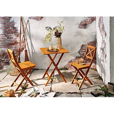 SAM 3tlg. Balkon- Gartenruppe, Akazien-Holz geölt Sitzgruppe bestehend aus 1x Tisch + 2X Klappstuhl, zumenklappbar SAM 3tlg. Balkon- Gartenruppe, Akazien-Holz geölt Sitzgruppe bestehend aus 1x Tisch + 2X Klappstuhl, zumenklappbar