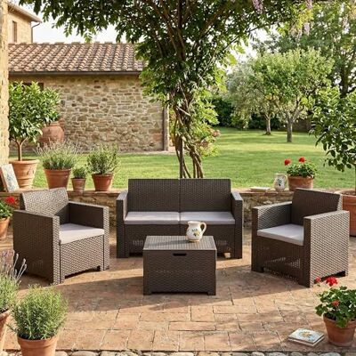 Italienisches Outdoor Lounge Set - Wetterfester Kunststoff für Balkon oder Garten - Elegantes Design - Komfort & Stil Italienisches Outdoor Lounge Set - Wetterfester Kunststoff für Balkon oder Garten - Elegantes Design - Komfort & Stil