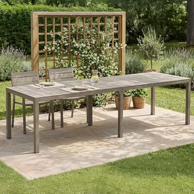 Dmora Gartentisch Varda, Picknickbasis, Mehrfachposition Garten-Esstisch, Mehrzweck-Außenbank, Made in Italy, 292x86 h74 cm, Taube Dmora Gartentisch Varda, Picknickbasis, Mehrfachposition Garten-Esstisch, Mehrzweck-Außenbank, Made in Italy, 292x86 h74 cm, Taube
