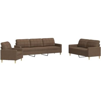 vidaXL Braune Stoff 3-tlg. Sofagarnitur - Sofa Set vidaXL Braune Stoff 3-tlg. Sofagarnitur - Sofa Set