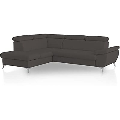 Mivano Eckcouch Gisele / Ecksofa mit Schlaffunktion, Stauraum, Armteilfunktion und Kopfteilverstellung / 256 x 83 x 209 / Kunstleder, Grau Mivano Eckcouch Gisele / Ecksofa mit Schlaffunktion, Stauraum, Armteilfunktion und Kopfteilverstellung / 256 x 83 x 209 / Kunstleder, Grau