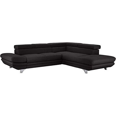 Mivano Schlafsofa Enterprise / Trendige Ledercouch in L-Form mit Ottomane rechts / Inkl. Bettfunktion und höhenverstellbare Kopfstützen / 273 x 75 x 238 / Kunstleder: schwarz Mivano Schlafsofa Enterprise / Trendige Ledercouch in L-Form mit Ottomane rechts / Inkl. Bettfunktion und höhenverstellbare Kopfstützen / 273 x 75 x 238 / Kunstleder: schwarz