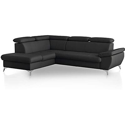 Mivano Eckcouch Gisele / Ecksofa mit Schlaffunktion, Stauraum, Armteilfunktion und Kopfteilverstellung / 256 x 83 x 209 / Kunstleder, Schwarz Mivano Eckcouch Gisele / Ecksofa mit Schlaffunktion, Stauraum, Armteilfunktion und Kopfteilverstellung / 256 x 83 x 209 / Kunstleder, Schwarz