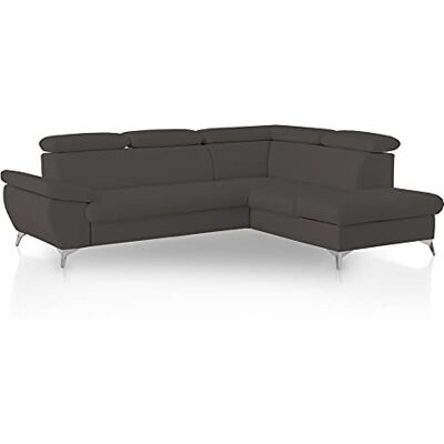 Mivano Ecksofa Gisele / Eckcouch mit Schlaffunktion, Stauraum, Armteilfunktion und Kopfteilverstellung / 256 x 83 x 209 / Kunstleder, Grau Mivano Ecksofa Gisele / Eckcouch mit Schlaffunktion, Stauraum, Armteilfunktion und Kopfteilverstellung / 256 x 83 x 209 / Kunstleder, Grau