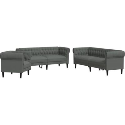 vidaXL 3-TLG. Sofagarnitur Dunkelgrau Stoff vidaXL 3-TLG. Sofagarnitur Dunkelgrau Stoff