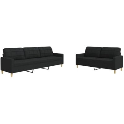 vidaXL 2-TLG. Sofagarnitur Schwarz Stoff vidaXL 2-TLG. Sofagarnitur Schwarz Stoff