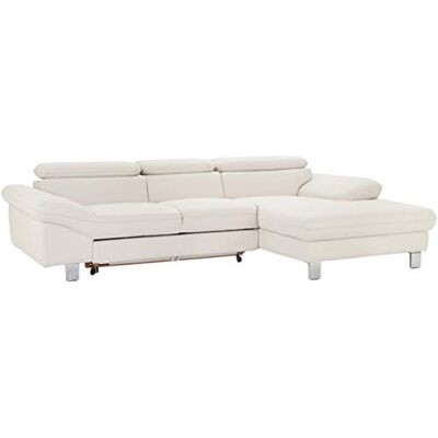 Mivano Ecksofa Driver mit Recamiere rechts, Ledercouch mit Bettfunktion und Bettkasten / Inkl. verstellbare Kopfstützen, 268 x 73 x 169, Kunstleder, Weiß Mivano Ecksofa Driver mit Recamiere rechts, Ledercouch mit Bettfunktion und Bettkasten / Inkl. verstellbare Kopfstützen, 268 x 73 x 169, Kunstleder, Weiß