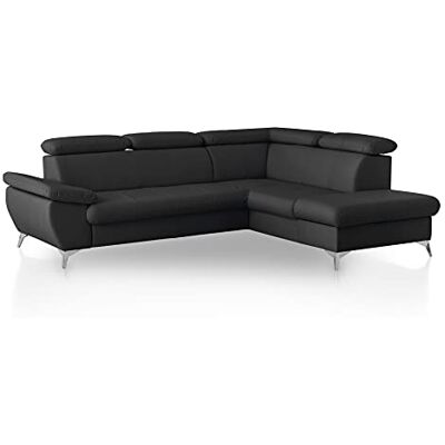 Mivano Ecksofa Gisele / Eckcouch mit Schlaffunktion, Stauraum, Armteilfunktion und Kopfteilverstellung / 256 x 83 x 209 / Kunstleder, Schwarz Mivano Ecksofa Gisele / Eckcouch mit Schlaffunktion, Stauraum, Armteilfunktion und Kopfteilverstellung / 256 x 83 x 209 / Kunstleder, Schwarz