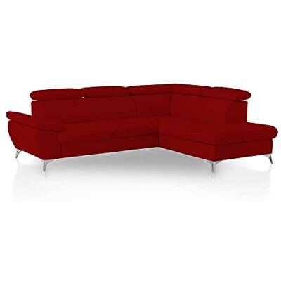 Mivano Ecksofa Gisele / Eckcouch mit Schlaffunktion, Stauraum, Armteilfunktion und Kopfteilverstellung / 256 x 83 x 209 / Kunstleder, Rot Mivano Ecksofa Gisele / Eckcouch mit Schlaffunktion, Stauraum, Armteilfunktion und Kopfteilverstellung / 256 x 83 x 209 / Kunstleder, Rot