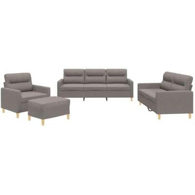 vidaXL 4-TLG. Sofagarnitur mit Kissen Taupe Stoff vidaXL 4-TLG. Sofagarnitur mit Kissen Taupe Stoff