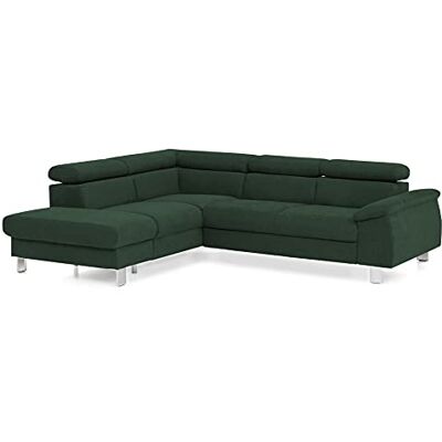 Mivano Ecksofa Micky mit Ottomane / L-Form-Sofa mit Schlaffunktion, Stauraum und Kopfteilverstellung / 249 x 72 x 207 / Velours, Grün Mivano Ecksofa Micky mit Ottomane / L-Form-Sofa mit Schlaffunktion, Stauraum und Kopfteilverstellung / 249 x 72 x 207 / Velours, Grün