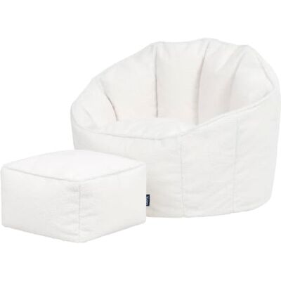 Icon Sirena Bouclé Stoff Sitzsack Sessel und Hocker mit Füllung, Crème In Deutschland Hergestellt, Sitzsack Erwachsene, Weicher Bouclé Stoff, Bequemer Sessel für Wohnzimmer und Schlafzimmer Icon Sirena Bouclé Stoff Sitzsack Sessel und Hocker mit Füllung, Crème In Deutschland Hergestellt, Sitzsack Erwachsene, Weicher Bouclé Stoff, Bequemer Sessel für Wohnzimmer und Schlafzimmer
