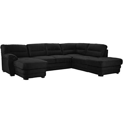 Mivano Wohnlandschaft Royale, Zeitloses Bettsofa in U-Form mit Schlaffunktion, kleinem Bettkasten und hohen Rückenlehnen, 316 x 90 x 230, Mikrofaser, schwarz Mivano Wohnlandschaft Royale, Zeitloses Bettsofa in U-Form mit Schlaffunktion, kleinem Bettkasten und hohen Rückenlehnen, 316 x 90 x 230, Mikrofaser, schwarz