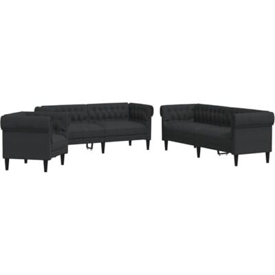 vidaXL 3-TLG. Sofagarnitur Schwarz Stoff vidaXL 3-TLG. Sofagarnitur Schwarz Stoff