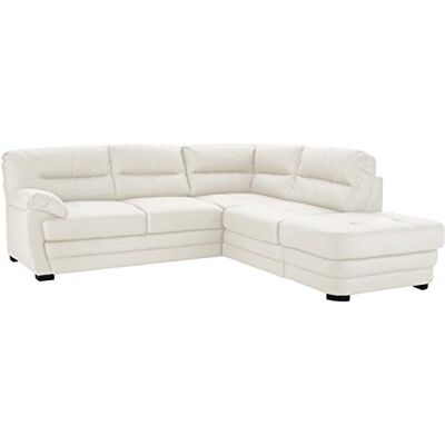 Mivano Ecksofa Royale / Zeitloses L-Form-Sofa mit Schlaffunktion, kleinem Bettkasten, Ottomane und hohen Rückenlehnen / 246 x 90 x 230 / Lederoptik, weiß Mivano Ecksofa Royale / Zeitloses L-Form-Sofa mit Schlaffunktion, kleinem Bettkasten, Ottomane und hohen Rückenlehnen / 246 x 90 x 230 / Lederoptik, weiß