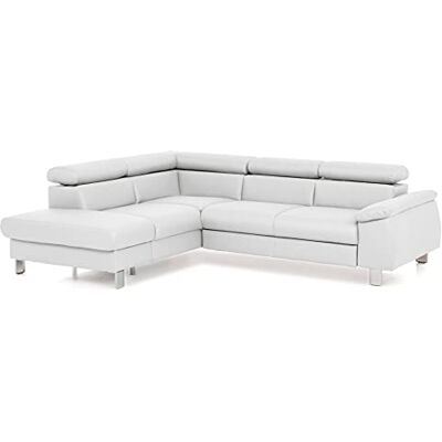 Mivano Ecksofa Micky mit Ottomane / L-Form-Sofa mit Schlaffunktion, Stauraum und Kopfteilverstellung / 249 x 72 x 207 / Kunstleder, Weiß Mivano Ecksofa Micky mit Ottomane / L-Form-Sofa mit Schlaffunktion, Stauraum und Kopfteilverstellung / 249 x 72 x 207 / Kunstleder, Weiß