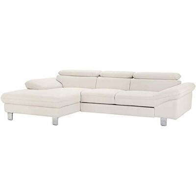 Mivano Ecksofa Driver mit Recamiere links, Ledercouch im modernen Design, Inkl. verstellbare Kopfstützen, 268 x 73 x 169, Kunstleder, Weiß Mivano Ecksofa Driver mit Recamiere links, Ledercouch im modernen Design, Inkl. verstellbare Kopfstützen, 268 x 73 x 169, Kunstleder, Weiß