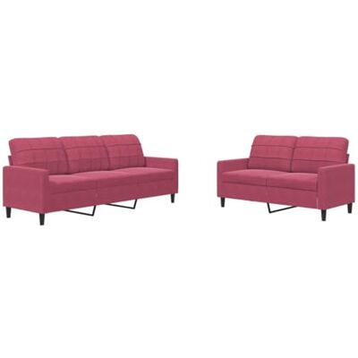 VidaXL Sofaset - Samt Rot 2/3-Sitzer - Sofaset VidaXL Sofaset - Samt Rot 2/3-Sitzer - Sofaset