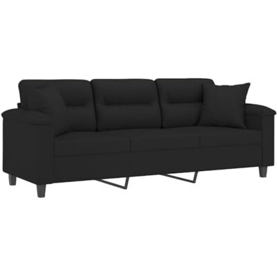 vidaXL 3-Sitzer Sofa - Mikrofaser, Schwarz - Sofa vidaXL 3-Sitzer Sofa - Mikrofaser, Schwarz - Sofa