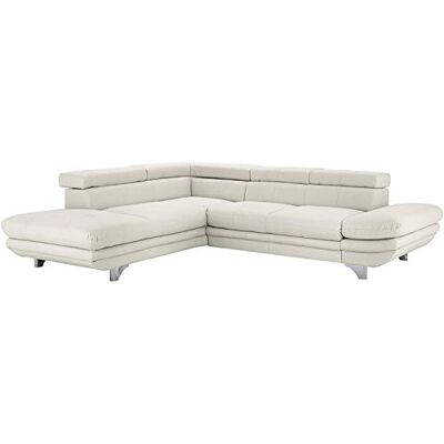 Mivano Schlafsofa Enterprise / Trendige Ledercouch in L-Form mit Ottomane links / Inkl. Bettfunktion und höhenverstellbare Kopfstützen / 273 x 75 x 238 / Kunstleder: weiß Mivano Schlafsofa Enterprise / Trendige Ledercouch in L-Form mit Ottomane links / Inkl. Bettfunktion und höhenverstellbare Kopfstützen / 273 x 75 x 238 / Kunstleder: weiß