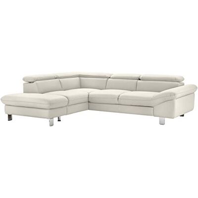 Mivano Ecksofa Driver mit Ottomane links, Ledercouch im modernen Design, Inkl. verstellbare Kopfstützen, 266 x 73 x 214, Kunstleder, Weiß Mivano Ecksofa Driver mit Ottomane links, Ledercouch im modernen Design, Inkl. verstellbare Kopfstützen, 266 x 73 x 214, Kunstleder, Weiß