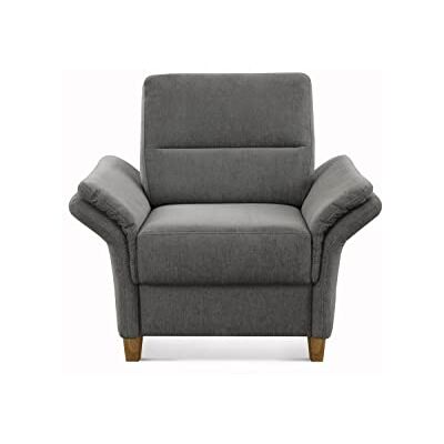 CAVADORE Sessel Wyk / Polstersessel im Landhausstil mit Federkern + Holzfüßen / passend zur Garnitur Wyk / 97 x 90 x 89 / Chenille, Grau CAVADORE Sessel Wyk / Polstersessel im Landhausstil mit Federkern + Holzfüßen / passend zur Garnitur Wyk / 97 x 90 x 89 / Chenille, Grau