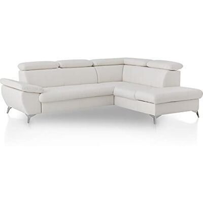 Mivano Ecksofa Gisele / Eckcouch mit Schlaffunktion, Stauraum, Armteilfunktion und Kopfteilverstellung / 256 x 83 x 209 / Kunstleder, Weiß Mivano Ecksofa Gisele / Eckcouch mit Schlaffunktion, Stauraum, Armteilfunktion und Kopfteilverstellung / 256 x 83 x 209 / Kunstleder, Weiß