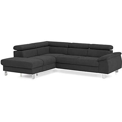 Mivano Ecksofa Micky mit Ottomane / L-Form-Sofa mit Schlaffunktion, Stauraum und Kopfteilverstellung / 249 x 72 x 207 / Velours, Schwarz Mivano Ecksofa Micky mit Ottomane / L-Form-Sofa mit Schlaffunktion, Stauraum und Kopfteilverstellung / 249 x 72 x 207 / Velours, Schwarz