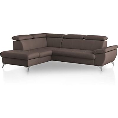 Mivano Eckcouch Gisele / Ecksofa mit Schlaffunktion, Stauraum, Armteilfunktion und Kopfteilverstellung / 256 x 83 x 209 / Kunstleder, Dunkelbraun Mivano Eckcouch Gisele / Ecksofa mit Schlaffunktion, Stauraum, Armteilfunktion und Kopfteilverstellung / 256 x 83 x 209 / Kunstleder, Dunkelbraun