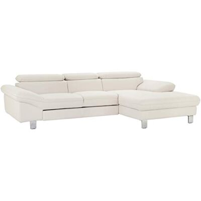 Mivano Ecksofa Driver mit Recamiere rechts, Ledercouch im modernen Design, Inkl. verstellbare Kopfstützen, 268 x 73 x 169, Kunstleder, Weiß Mivano Ecksofa Driver mit Recamiere rechts, Ledercouch im modernen Design, Inkl. verstellbare Kopfstützen, 268 x 73 x 169, Kunstleder, Weiß