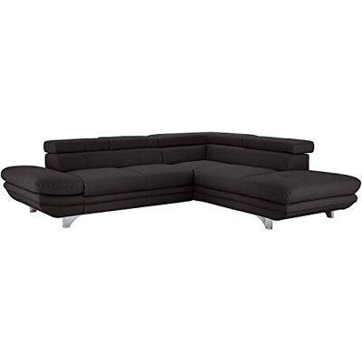 Mivano Schlafsofa Enterprise / Trendige Ledercouch in L-Form mit Ottomane rechts / Inkl. Bettfunktion und höhenverstellbare Kopfstützen / 273 x 75 x 238 / Kunstleder: dunkelgrau Mivano Schlafsofa Enterprise / Trendige Ledercouch in L-Form mit Ottomane rechts / Inkl. Bettfunktion und höhenverstellbare Kopfstützen / 273 x 75 x 238 / Kunstleder: dunkelgrau