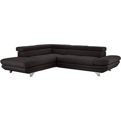 Mivano Schlafsofa Enterprise / Trendige Ledercouch in L-Form mit Ottomane links / Inkl. Bettfunktion und höhenverstellbare Kopfstützen / 273 x 75 x 238 / Kunstleder: dunkelgrau Mivano Schlafsofa Enterprise / Trendige Ledercouch in L-Form mit Ottomane links / Inkl. Bettfunktion und höhenverstellbare Kopfstützen / 273 x 75 x 238 / Kunstleder: dunkelgrau