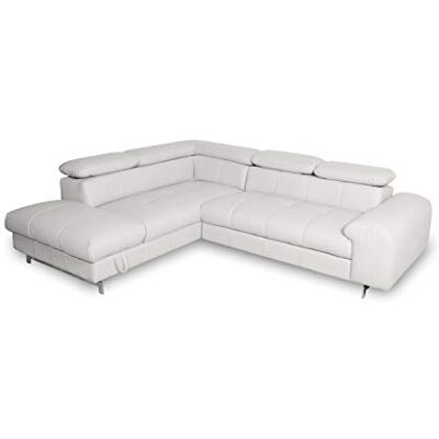 Mivano Ecksofa Chef / L-Sofa mit Schlaffunktion, Bettkasten und verstellbaren Kopfstützen in Lederoptik / 262 x 72 x 206 / Kunstleder Weiß Mivano Ecksofa Chef / L-Sofa mit Schlaffunktion, Bettkasten und verstellbaren Kopfstützen in Lederoptik / 262 x 72 x 206 / Kunstleder Weiß