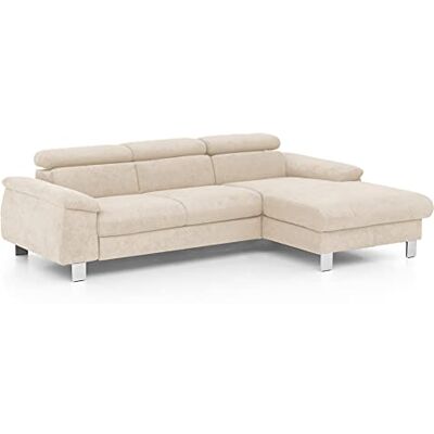 Mivano Ecksofa Micky mit Recamiere / Eckcouch mit Bettfunktion, Bettkasten und Kopfteilverstellung / 244 x 72 x 166 / Mikrofaser, Beige Mivano Ecksofa Micky mit Recamiere / Eckcouch mit Bettfunktion, Bettkasten und Kopfteilverstellung / 244 x 72 x 166 / Mikrofaser, Beige