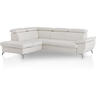 Mivano Eckcouch Gisele / Ecksofa mit Schlaffunktion, Stauraum, Armteilfunktion und Kopfteilverstellung / 256 x 83 x 209 / Kunstleder, Weiß Mivano Eckcouch Gisele / Ecksofa mit Schlaffunktion, Stauraum, Armteilfunktion und Kopfteilverstellung / 256 x 83 x 209 / Kunstleder, Weiß