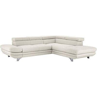 Mivano Schlafsofa Enterprise / Trendige Ledercouch in L-Form mit Ottomane rechts / Inkl. Bettfunktion und höhenverstellbare Kopfstützen / 273 x 75 x 238 / Kunstleder: weiß Mivano Schlafsofa Enterprise / Trendige Ledercouch in L-Form mit Ottomane rechts / Inkl. Bettfunktion und höhenverstellbare Kopfstützen / 273 x 75 x 238 / Kunstleder: weiß