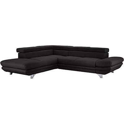Mivano Schlafsofa Enterprise / Trendige Ledercouch in L-Form mit Ottomane links / Inkl. Bettfunktion und höhenverstellbare Kopfstützen / 273 x 75 x 238 / Kunstleder: schwarz Mivano Schlafsofa Enterprise / Trendige Ledercouch in L-Form mit Ottomane links / Inkl. Bettfunktion und höhenverstellbare Kopfstützen / 273 x 75 x 238 / Kunstleder: schwarz