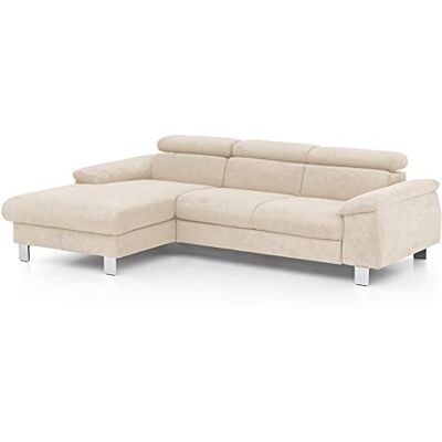 Mivano Ecksofa Micky mit Recamiere / Eckcouch mit Bettfunktion, Bettkasten und Kopfteilverstellung / 244 x 72 x 166 / Mikrofaser, Beige Mivano Ecksofa Micky mit Recamiere / Eckcouch mit Bettfunktion, Bettkasten und Kopfteilverstellung / 244 x 72 x 166 / Mikrofaser, Beige