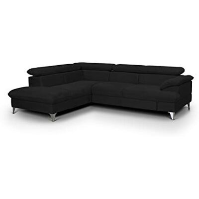 Mivano Ecksofa David / Moderne Couch in L-Form mit verstellbaren Kopfstützen und Ottomane / 256 x 71 x 208 / Mikrofaser-Bezug, Schwarz Mivano Ecksofa David / Moderne Couch in L-Form mit verstellbaren Kopfstützen und Ottomane / 256 x 71 x 208 / Mikrofaser-Bezug, Schwarz