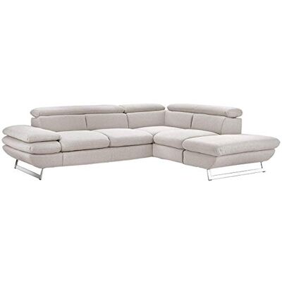 Mivano Ecksofa Prestige, Modernes Bettsofa in L-Form mit Ottomane und Schlaffunktion, Kopfteile und Armteil verstellbar, 265 x 74 x 223, Strukturstoff, beige Mivano Ecksofa Prestige, Modernes Bettsofa in L-Form mit Ottomane und Schlaffunktion, Kopfteile und Armteil verstellbar, 265 x 74 x 223, Strukturstoff, beige