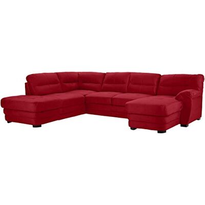 Mivano Wohnlandschaft Royale, Zeitloses Schlafsofa in U-Form mit Bettfunktion, Stauraum und hohen Rückenlehnen, 316 x 90 x 230, Mikrofaser, rot Mivano Wohnlandschaft Royale, Zeitloses Schlafsofa in U-Form mit Bettfunktion, Stauraum und hohen Rückenlehnen, 316 x 90 x 230, Mikrofaser, rot