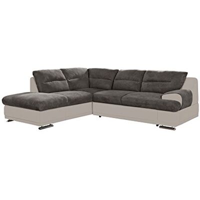 Mivano Ecksofa Coast / Große Sofagarnitur in L-Form mit Ottomane links / 264 x 88 x 217 / Materialmix: Braun/Beige Mivano Ecksofa Coast / Große Sofagarnitur in L-Form mit Ottomane links / 264 x 88 x 217 / Materialmix: Braun/Beige