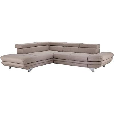Mivano Schlafsofa Enterprise / Trendige Ledercouch in L-Form mit Ottomane links / Inkl. Bettfunktion und höhenverstellbare Kopfstützen / 273 x 75 x 238 / Kunstleder: hellgrau Mivano Schlafsofa Enterprise / Trendige Ledercouch in L-Form mit Ottomane links / Inkl. Bettfunktion und höhenverstellbare Kopfstützen / 273 x 75 x 238 / Kunstleder: hellgrau