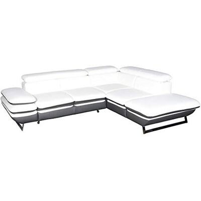 Mivano Ecksofa Prestige / Bettsofa in L-Form mit Ottomane und Schlaffunktion / Kopfteile und Armteil verstellbar / 265 x 74 x 223 / Zweifarbiges Kunstleder, weiß/dunkelgrau Mivano Ecksofa Prestige / Bettsofa in L-Form mit Ottomane und Schlaffunktion / Kopfteile und Armteil verstellbar / 265 x 74 x 223 / Zweifarbiges Kunstleder, weiß/dunkelgrau