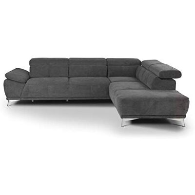 Mivano Ecksofa Felipe / Moderne Eckcouch mit Ottomanen rechts und verstellbaren Kopfstützen / 292 x 73 x 233 / Stone (dunkelgrau) Mivano Ecksofa Felipe / Moderne Eckcouch mit Ottomanen rechts und verstellbaren Kopfstützen / 292 x 73 x 233 / Stone (dunkelgrau)