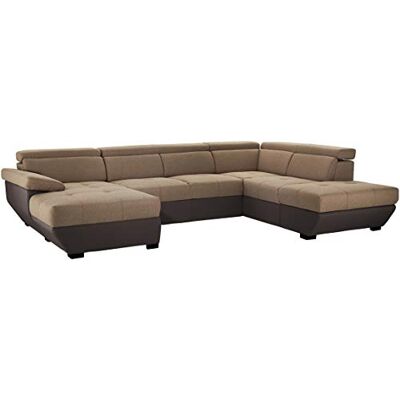 Mivano U-Form-Schlafsofa Speedway, Moderne Wohnlandschaft mit Bett, Stauraum und verstellbaren Kopfteilen, 332 x 79 x 222, Zweifarbiger Bezug, Braun/Dunkelbraun Mivano U-Form-Schlafsofa Speedway, Moderne Wohnlandschaft mit Bett, Stauraum und verstellbaren Kopfteilen, 332 x 79 x 222, Zweifarbiger Bezug, Braun/Dunkelbraun