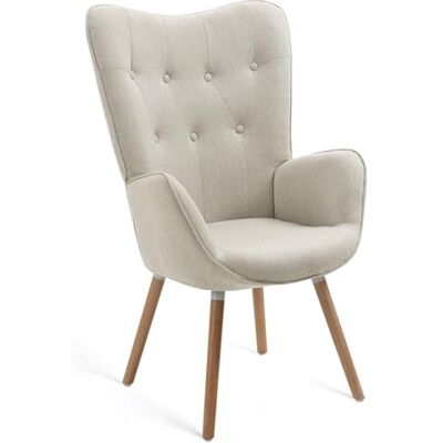 MEUBLE COSY Sessel Wohnzimmer Relaxsessel Lesesessel Lehnstühle Polstersessel Einzelsofa mit Holzbein Ohrensessel für Schlafzimmer Büro Vanity, Stoff, Beige MEUBLE COSY Sessel Wohnzimmer Relaxsessel Lesesessel Lehnstühle Polstersessel Einzelsofa mit Holzbein Ohrensessel für Schlafzimmer Büro Vanity, Stoff, Beige